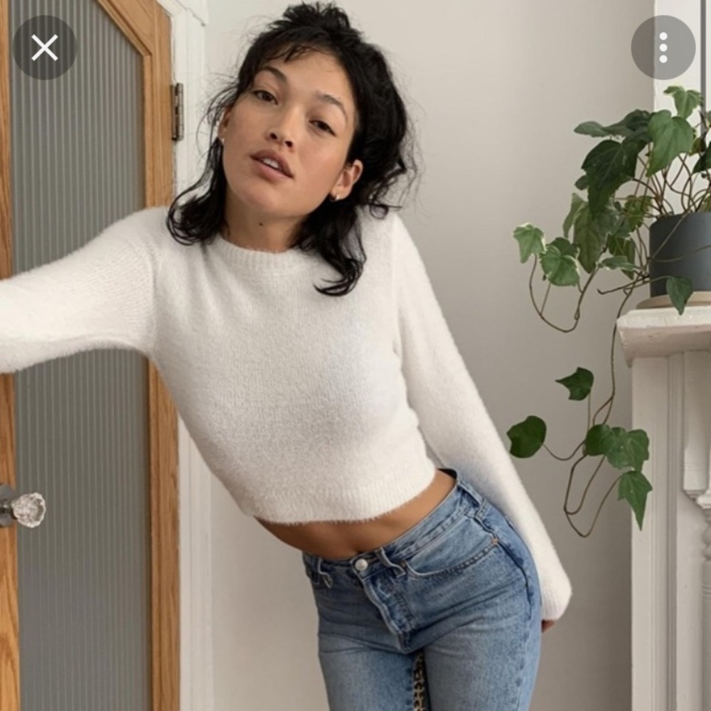 XS URBAN OUTFITTERS SPENCER CREWNECK SWEATER OB1228972 eyelash knit cropped